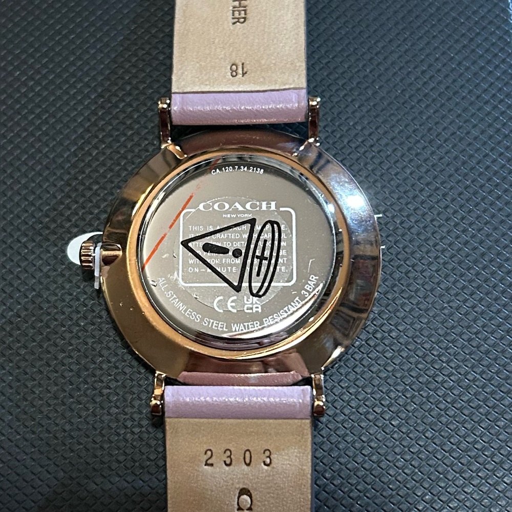 Coach Perry Watch With 36mm Purple Pink Tone Face & Leather Band - Picture 4 of 6